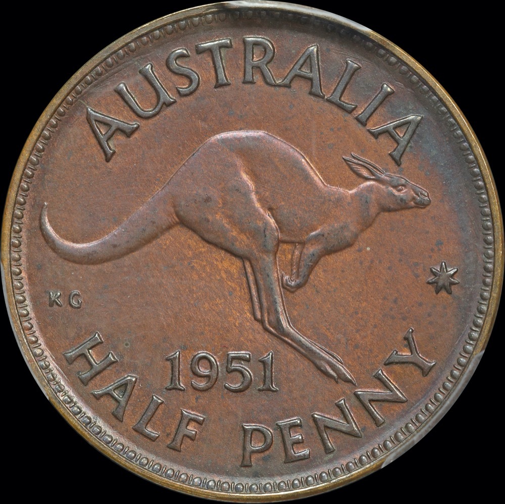 1951 Perth Proof Halfpenny (No dot) PCGS PR63RB product image
