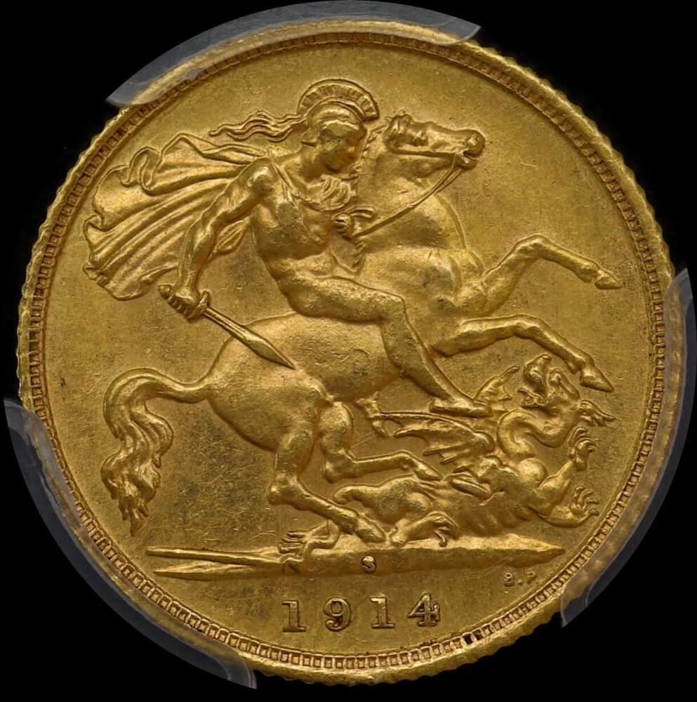 1914 Sydney George V Half Sovereign Unc (PCGS MS62) product image
