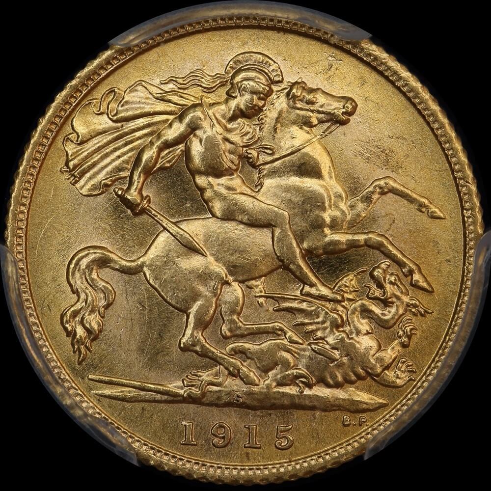 1915 Sydney George V Half Sovereign Choice Unc (PCGS MS63) product image