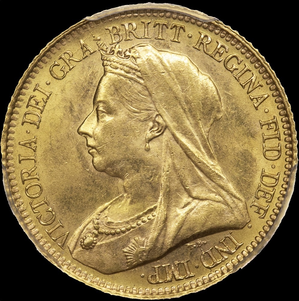 1893 Sydney Veiled Head Half Sovereign Unc (PCGS MS62) product image