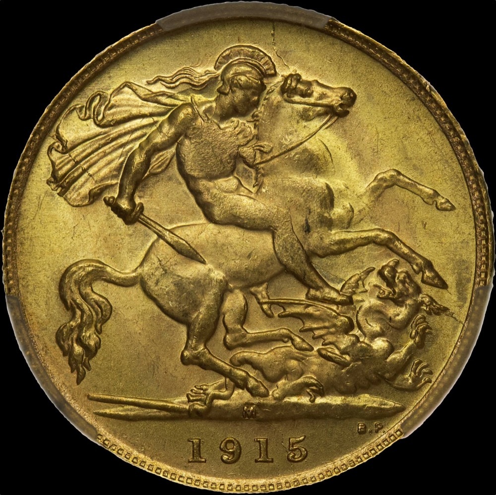 1915 Melbourne George V Half Sovereign PCGS MS64+ product image