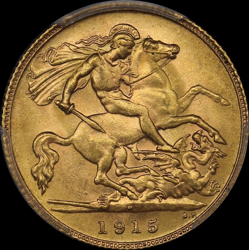 1915 Perth George V Half Sovereign Choice Unc (PCGS MS63) product image