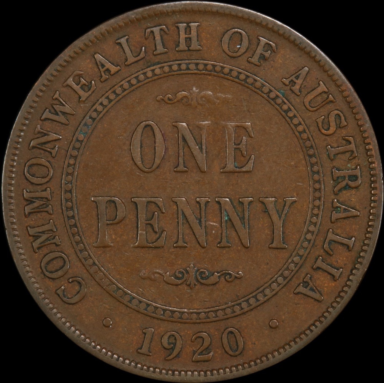 1920 Penny Dot Below Bottom Scroll London Obverse PCGS VF20 product image