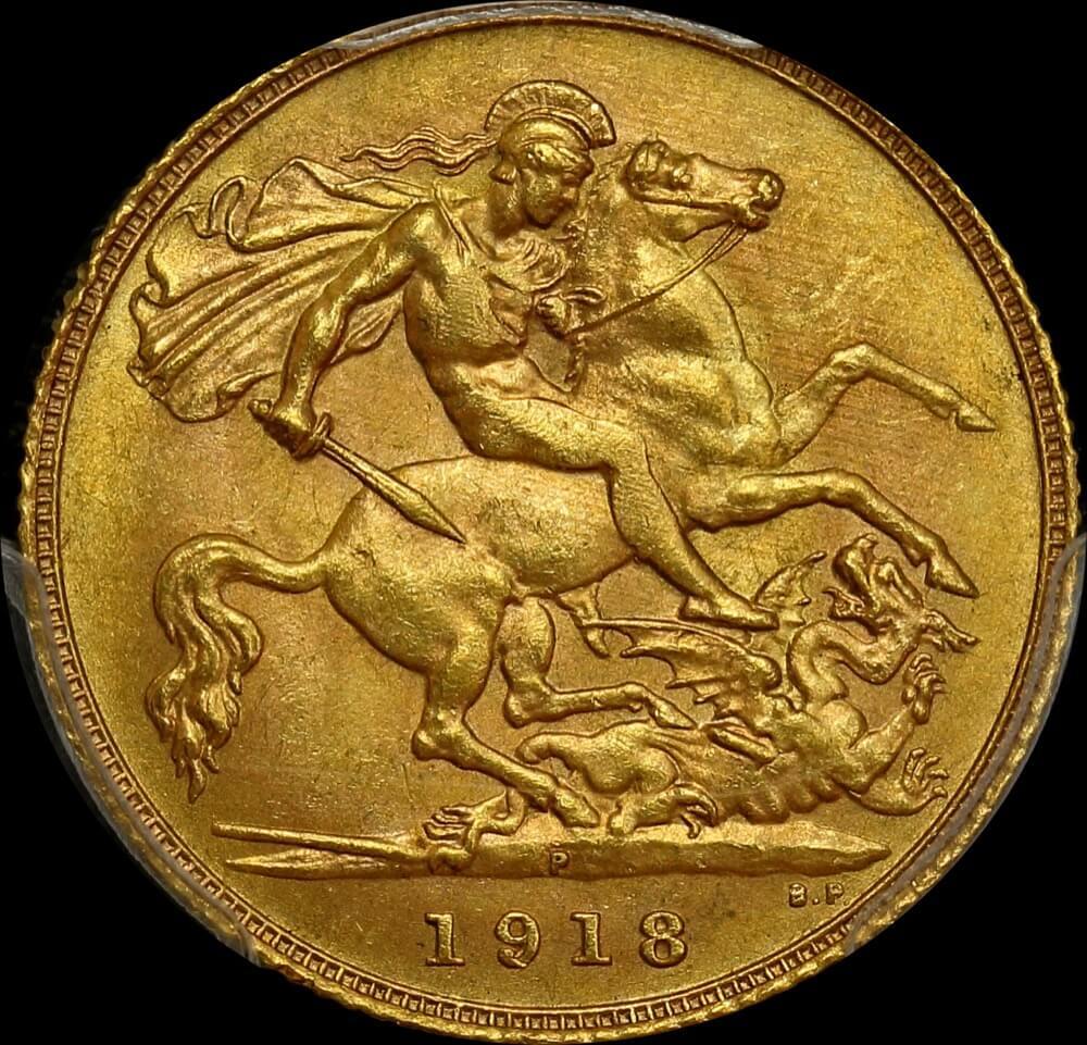 1918 Perth George V Half Sovereign Choice Unc (PCGS MS64) product image
