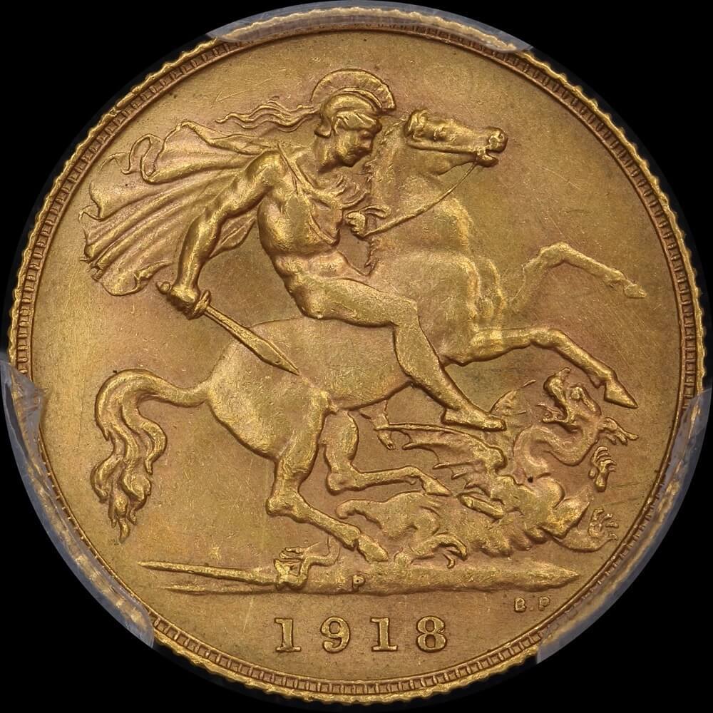 1918 Perth George V Half Sovereign Unc (PCGS MS62) product image