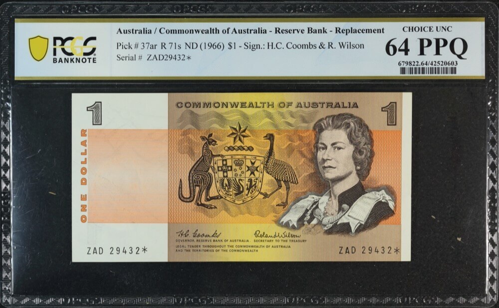 1966 $1 Note Star Note Coombs/Wilson R71S PCGS Choice Unc 64 PPQ product image