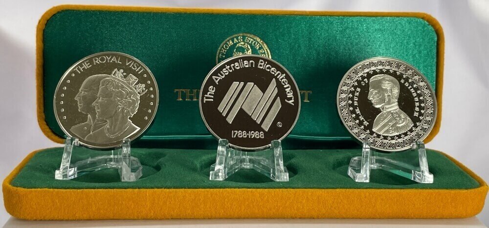 1988 Bicentennial / Royal Visit Sterling Silver 3 Medallion Set​ - Stokes Mint product image
