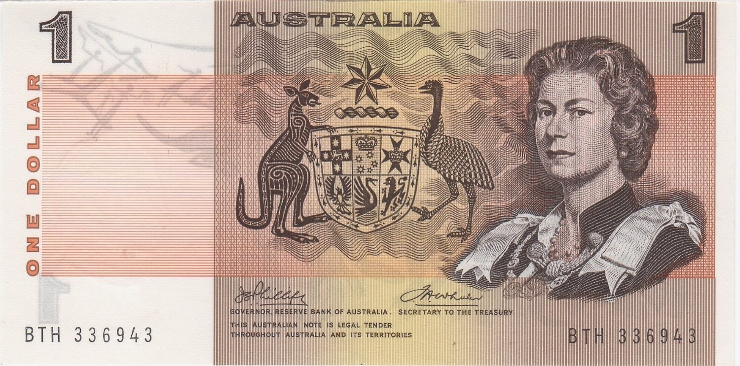1974 $1 Note Australia Phillips/Wheeler R75 Uncirculated product image