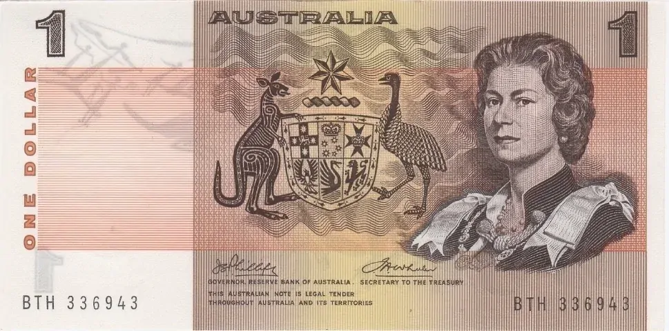 1974 $1 Note Australia Phillips/Wheeler R75 Uncirculated product image