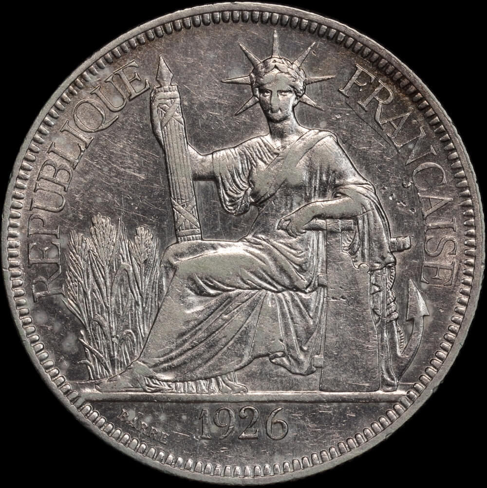 French Indo-China 1926 A Silver Piastre KM# 5a.1 EF product image