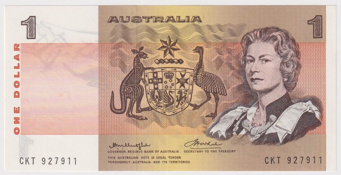 1976 $1 Note Gothic Serials Side Thread Knight/Wheeler R76C Uncirculated product image