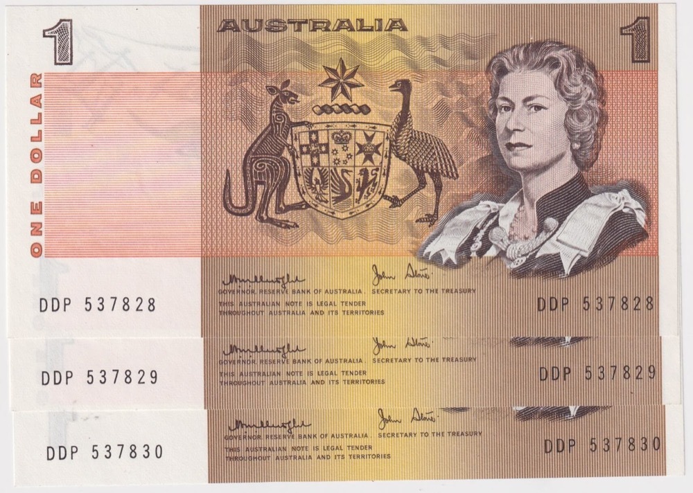 1982 $1 Note Consecutive Trio Johnston/Stone R78 Uncirculated product image