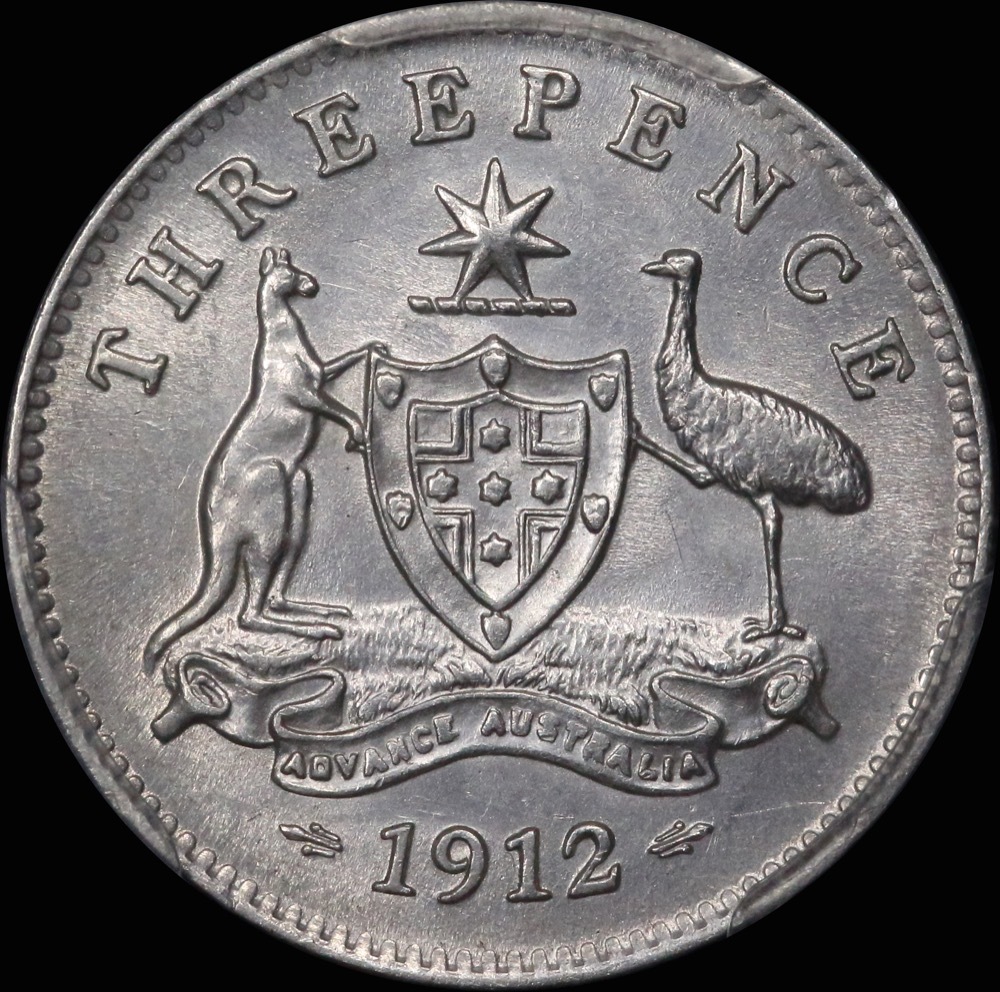 1912 Threepence Choice Unc (PCGS MS63) product image