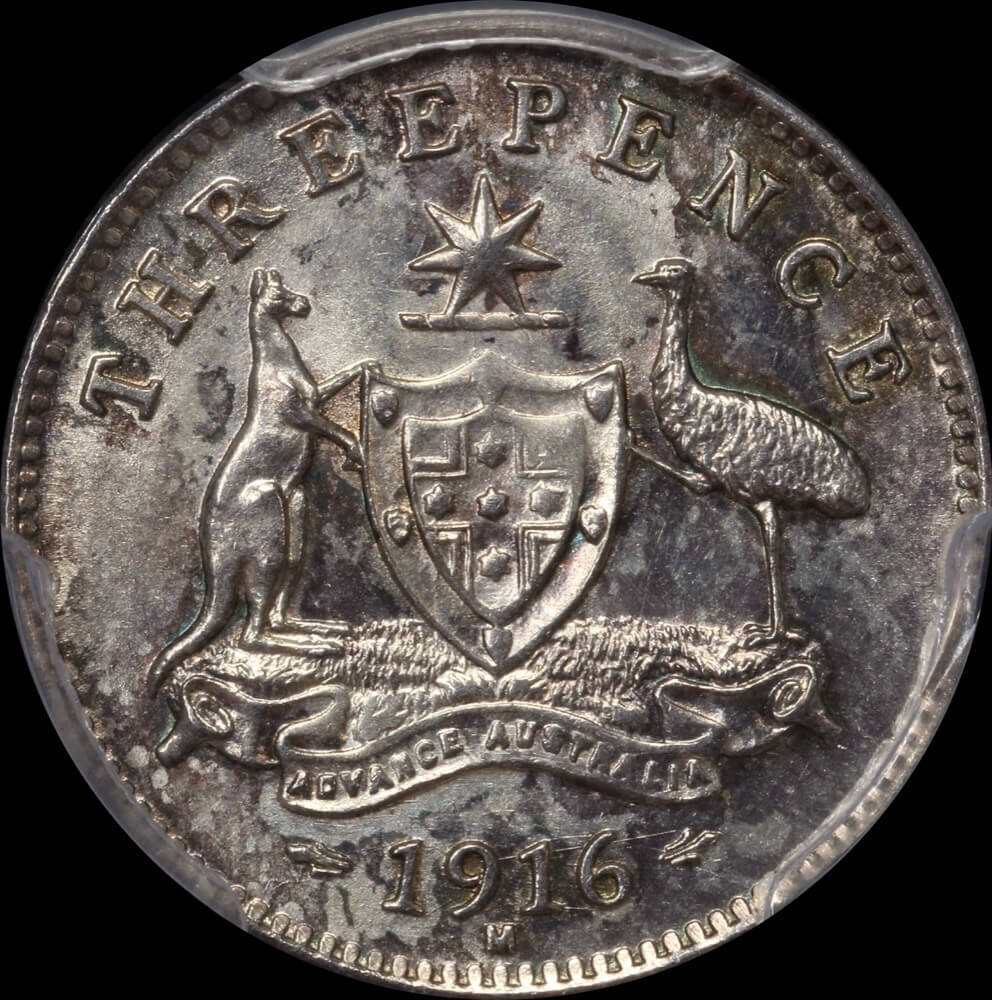 1916 Threepence Choice Unc (PCGS MS63) product image