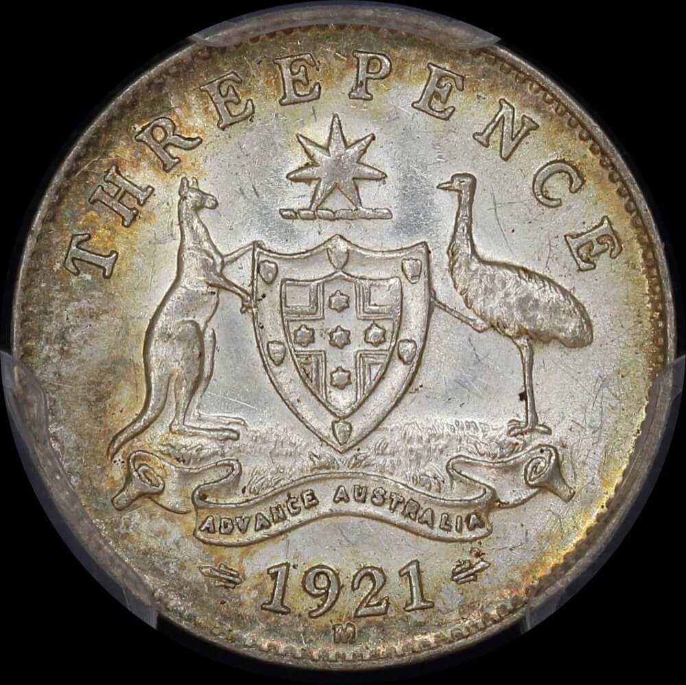 1921-M Threepence Unc (PCGS MS62) product image