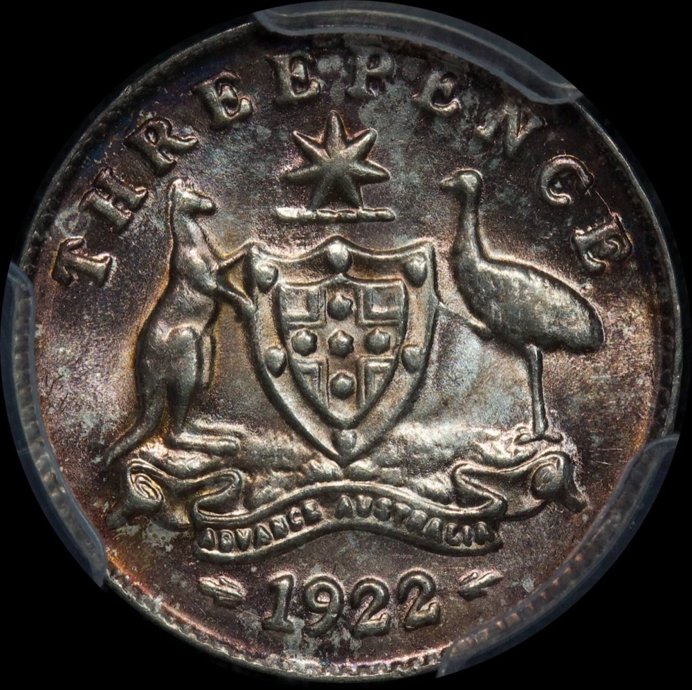 1922 Threepence Choice Unc (PCGS MS64) product image