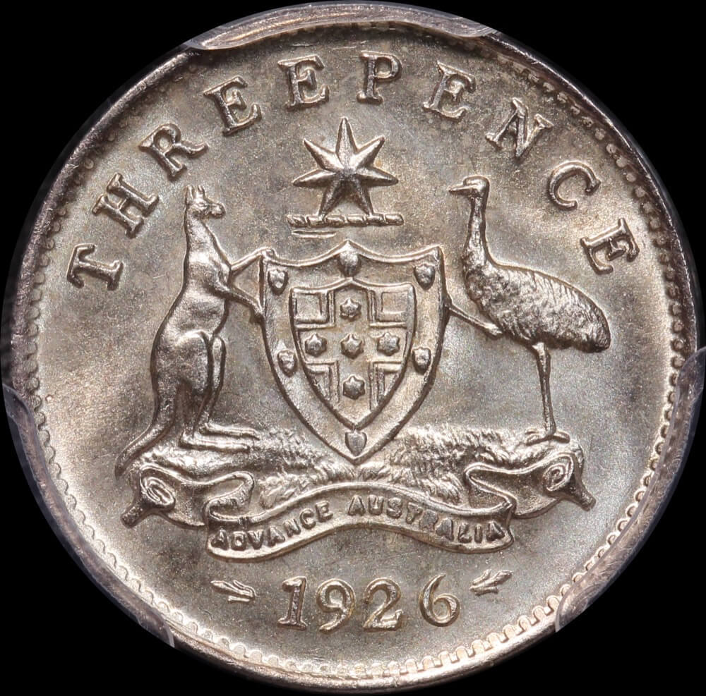 1926 Threepence Choice Unc (PCGS MS63) product image