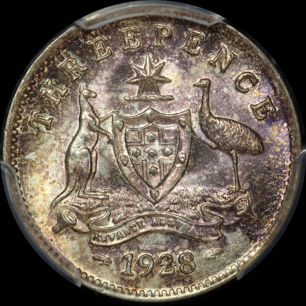 1928 Threepence Choice Unc (PCGS MS63) product image