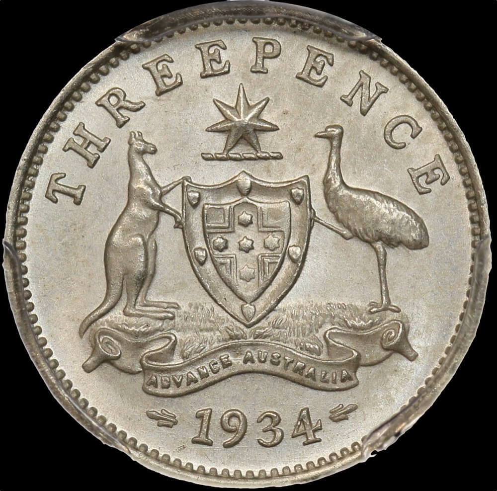 1934 Threepence Choice Unc (PCGS MS64) product image