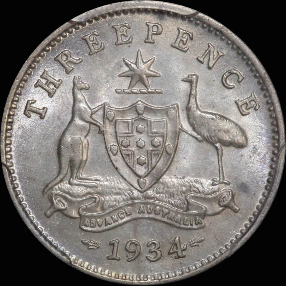 1934/3 Threepence Choice Unc (PCGS MS63) product image