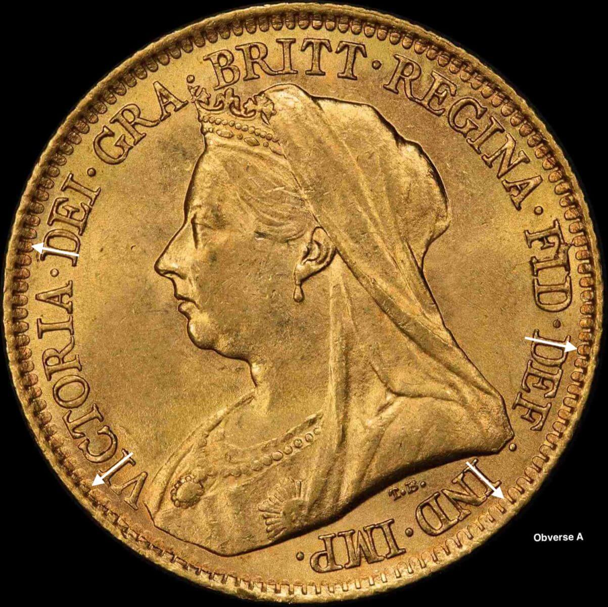 Veiled Head Half Sovereign Obverse A