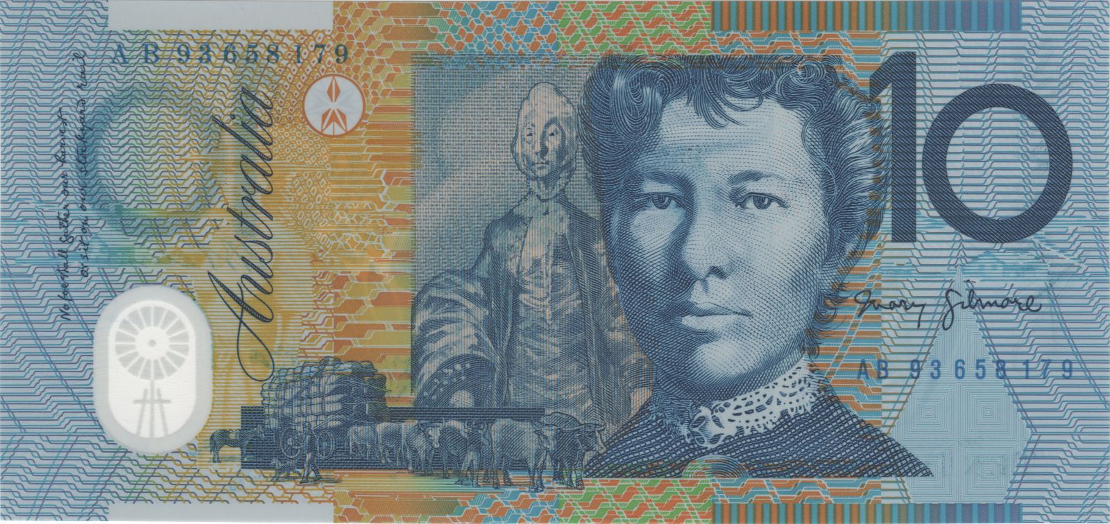 1993 10 Dollar Note - Blue Dobell Variety