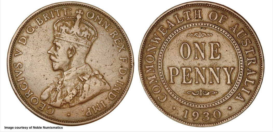 GILES 1930 PENNY LONDON OBVERSE