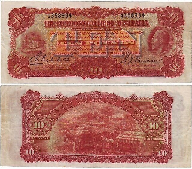 Australia 1927 £10 Note Riddle Heathershaw