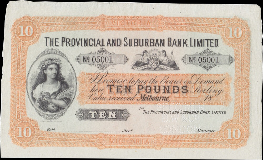 Provincial & Suburban Bank £10 Specimen Note