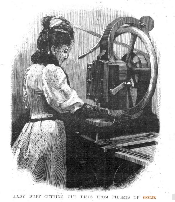 Lady Duff Cutting Out Discs from Fillets of Gold