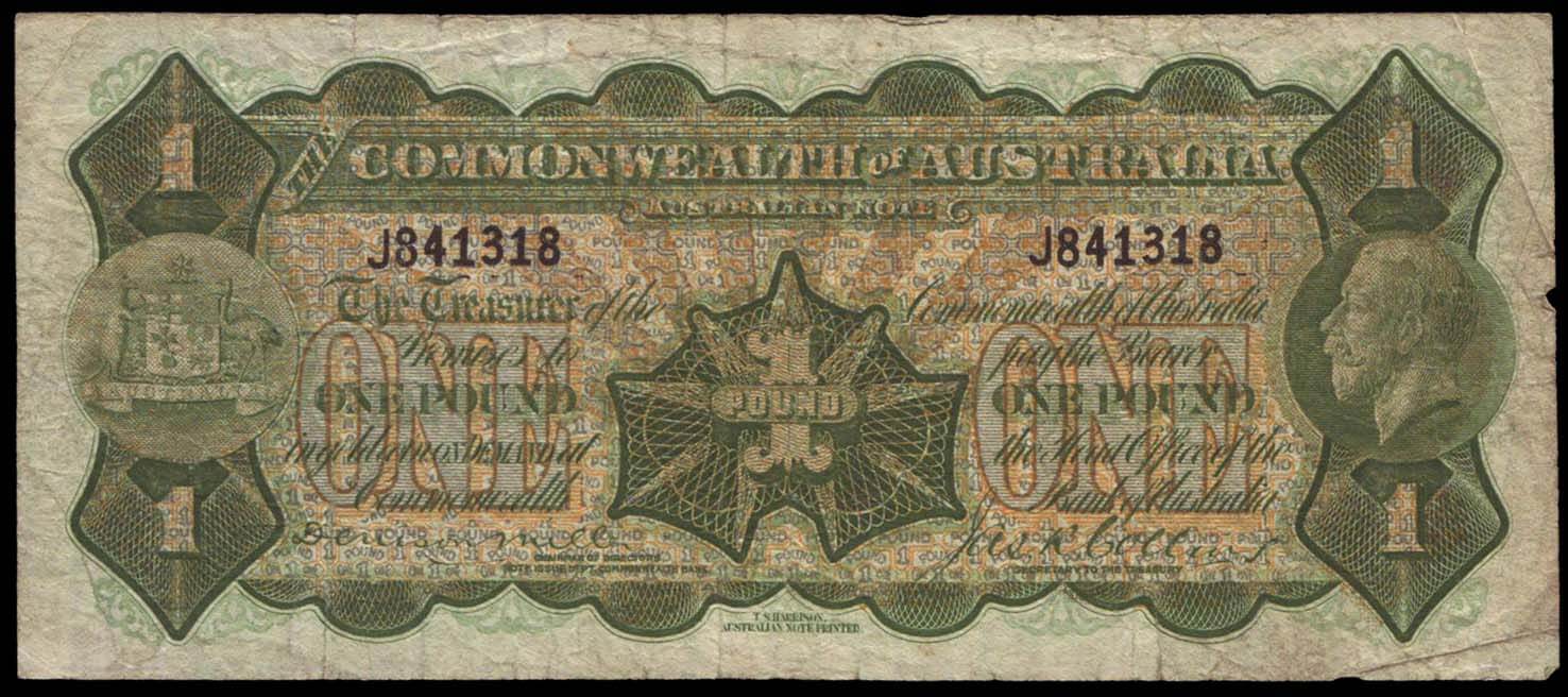Australia Miller Collins £1 Note