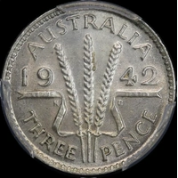 1942 Threepence PCGS AU58