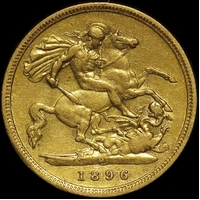 1896 Melbourne Veiled Head Half Sovereign Very Fine