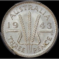 1943-D Threepence Gem Unc (PCGS MS66)