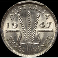 1947 Threepence Choice Unc (PCGS MS63)
