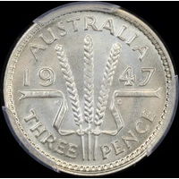 1947 Threepence Choice Unc (PCGS MS64)