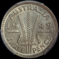 1949 Threepence Gem Unc (PCGS MS65)