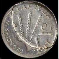 1949 Threepence Obverse Elliptical Brockage Error about Unc good EF