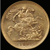 1897 Sydney Veiled Head Half Sovereign about EF