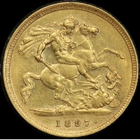 1897 Sydney Veiled Head Half Sovereign about EF