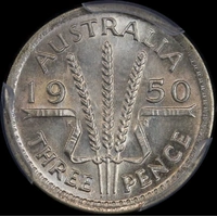 1950 Threepence Choice Unc (PCGS MS63)