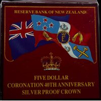 New Zealand 1993 Five Dollar Silver Proof Coin Coronation