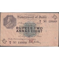 India (British) 1917 2 Rupees 8 Annas Note Pick #2 PCGS VF30