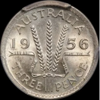 1956 Threepence Choice Unc (PCGS MS64)