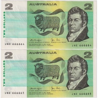 1979 $2 Pair Knight/Stone R87 Extremely Fine 1 off Solid Serial
