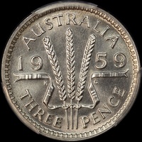 1959 Melbourne Proof Threepence PCGS PR67