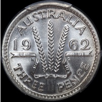 1962 Melbourne Proof Threepence PCGS PR67