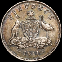 1911 Sixpence Extremely Fine
