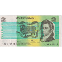 1985 $2 Note Johnston/Fraser 4mm Registration Shift Error R89 about EF