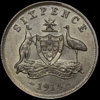 1914 Sixpence good EF